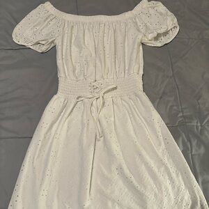 Andrew Marc White Off-Shoulder Puff Sleeve Sundress